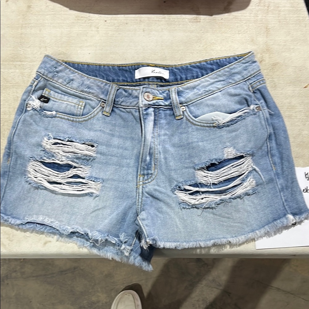 Kan can Blue Distressed Jean Shorts Relaxed Fit